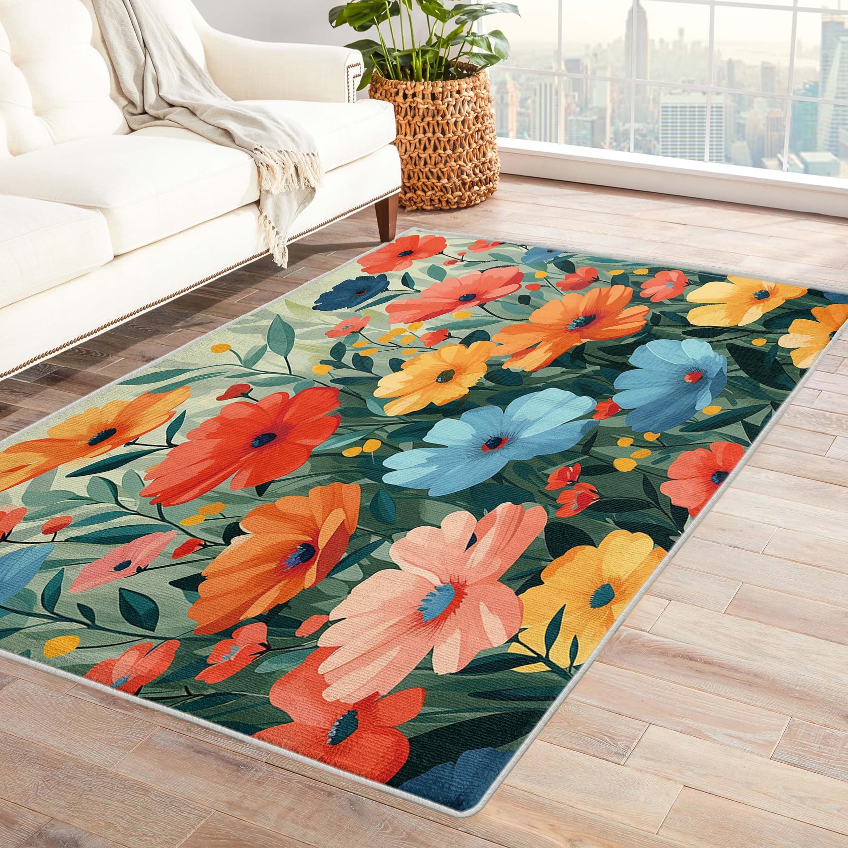 Amazon.com: Wild Flower Rug 2x3 Area Rugs, Botanical Floral Rugs